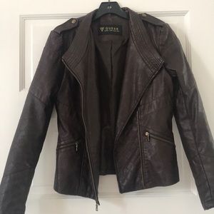 Guess leather jacket dark Burgundy